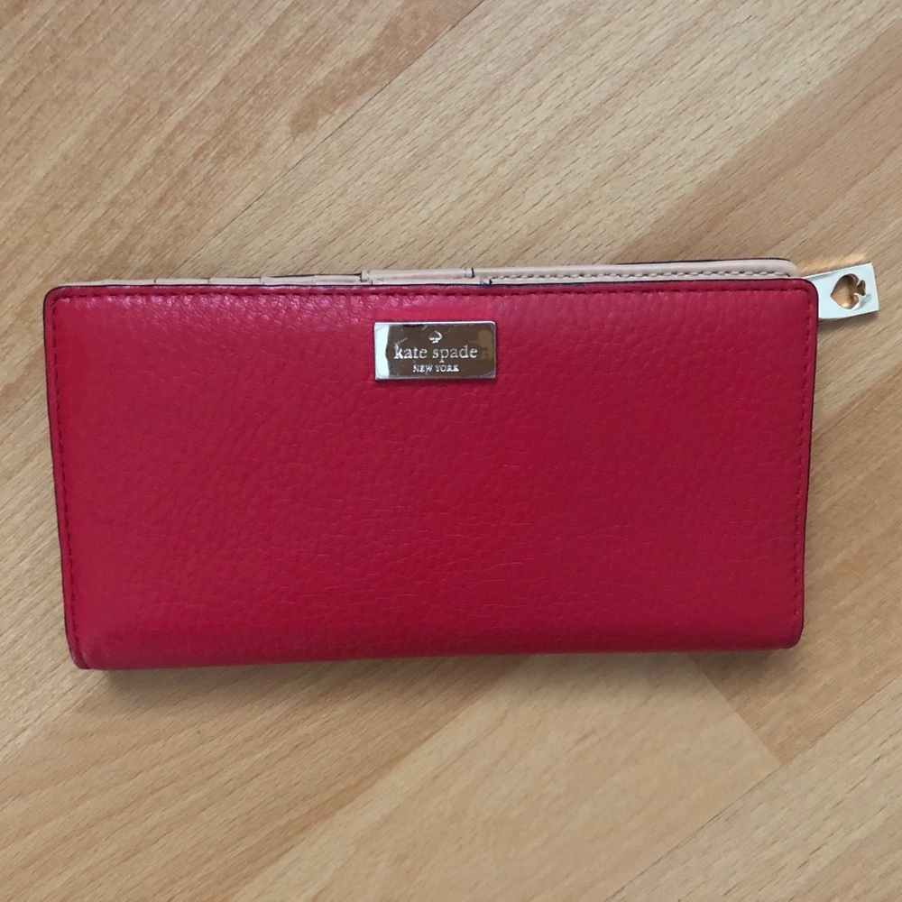 Kate Spade Red Stacey Wallet Billfold Card Holder